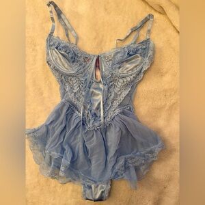 SPOILED BUT NOT ROTTEN LACE TEDDY- LIGHT BLUE